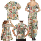 Aussie Birds Christmas La La Land Family Matching Summer Maxi Dress and Hawaiian Shirt Beige Vintage Stamp Edition - Aussie Hoodie