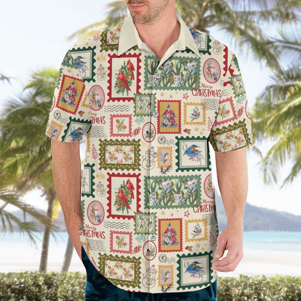 Aussie Birds Christmas La La Land Hawaiian Shirt Beige Vintage Stamp Edition - Aussie Hoodie