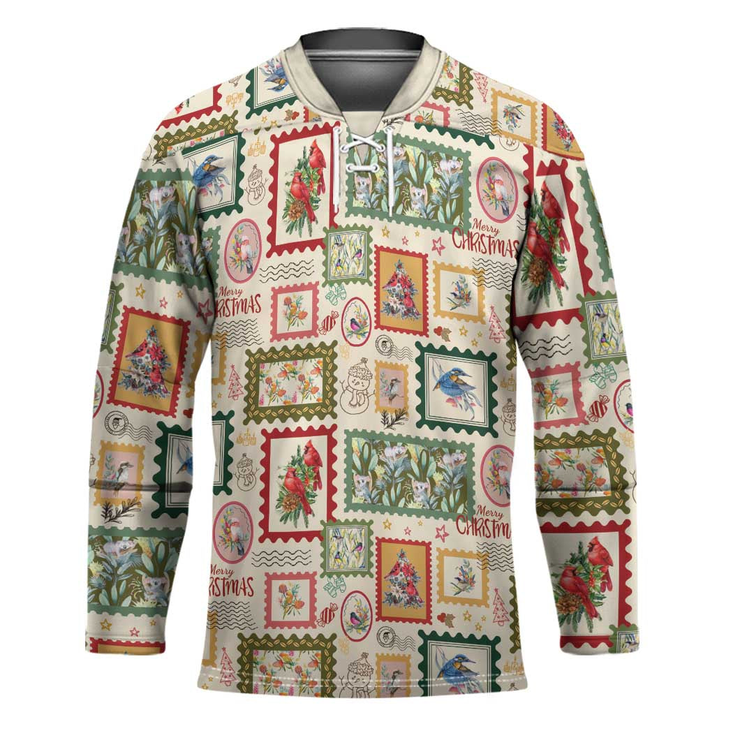 Aussie Birds Christmas La La Land Hockey Jersey Beige Vintage Stamp Edition - Aussie Hoodie