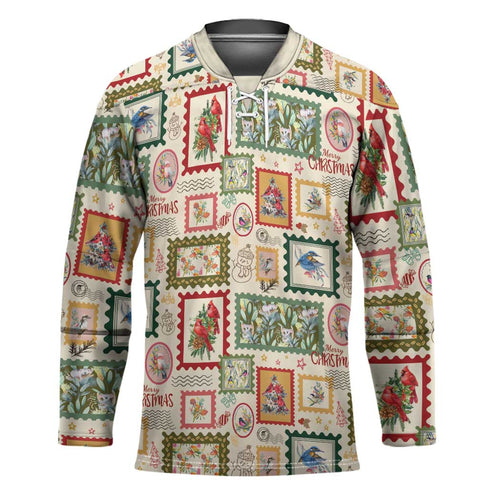 Aussie Birds Christmas La La Land Hockey Jersey Beige Vintage Stamp Edition - Aussie Hoodie