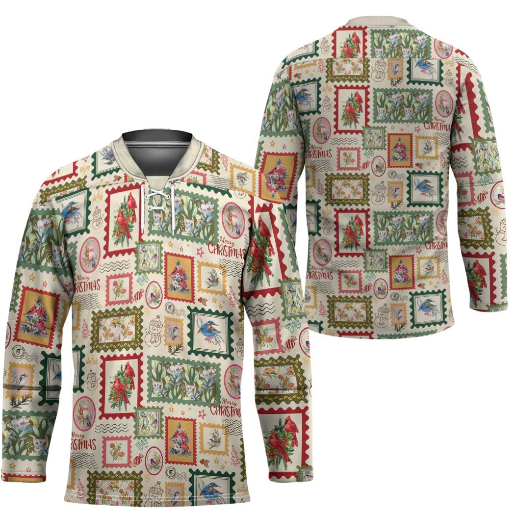 Aussie Birds Christmas La La Land Hockey Jersey Beige Vintage Stamp Edition - Aussie Hoodie