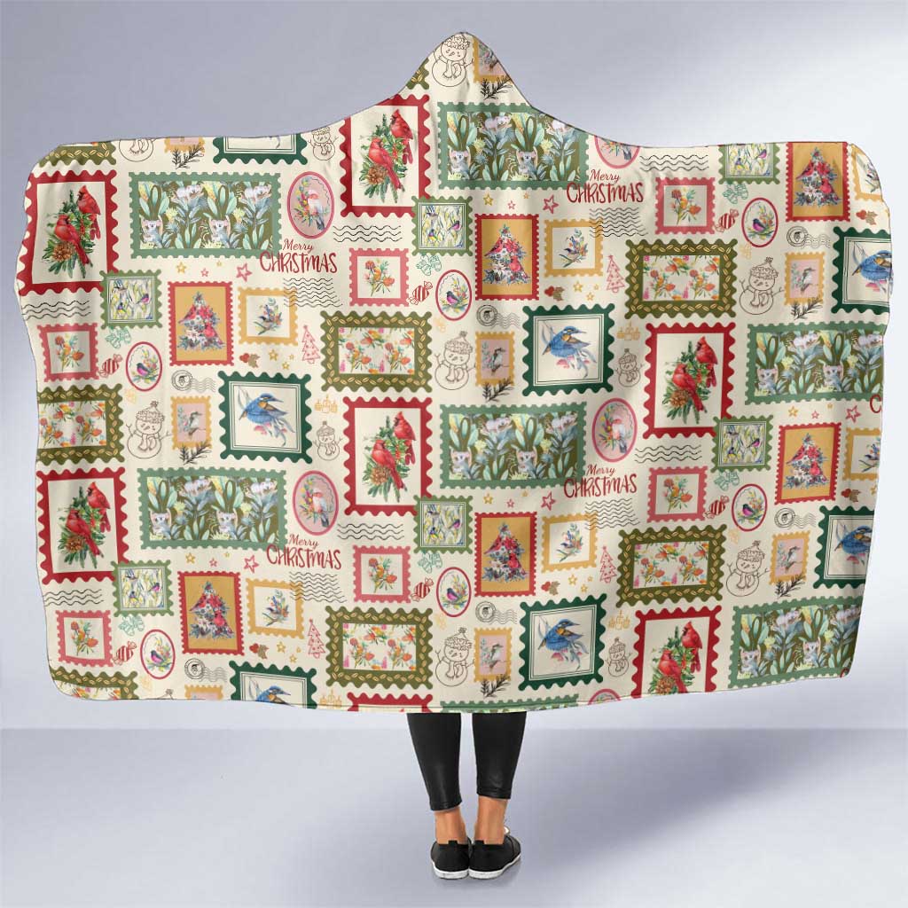 Aussie Birds Christmas La La Land Hooded Blanket Beige Vintage Stamp Edition - Aussie Hoodie