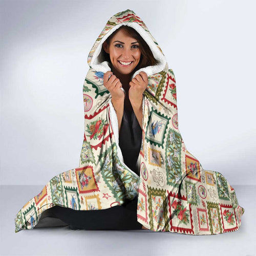 Aussie Birds Christmas La La Land Hooded Blanket Beige Vintage Stamp Edition - Aussie Hoodie