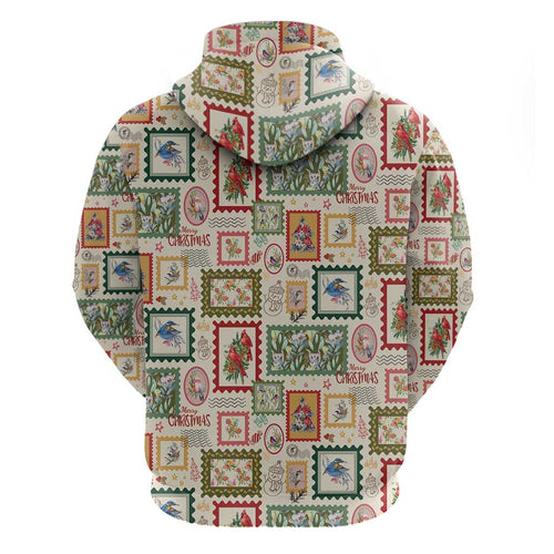 Aussie Birds Christmas La La Land Hoodie Beige Vintage Stamp Edition - Aussie Hoodie