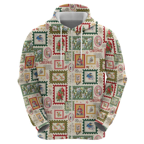 Aussie Birds Christmas La La Land Hoodie Beige Vintage Stamp Edition - Aussie Hoodie