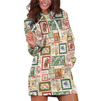 Aussie Birds Christmas La La Land Hoodie Dress Beige Vintage Stamp Edition - Aussie Hoodie