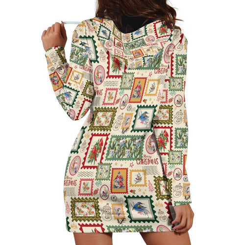 Aussie Birds Christmas La La Land Hoodie Dress Beige Vintage Stamp Edition - Aussie Hoodie