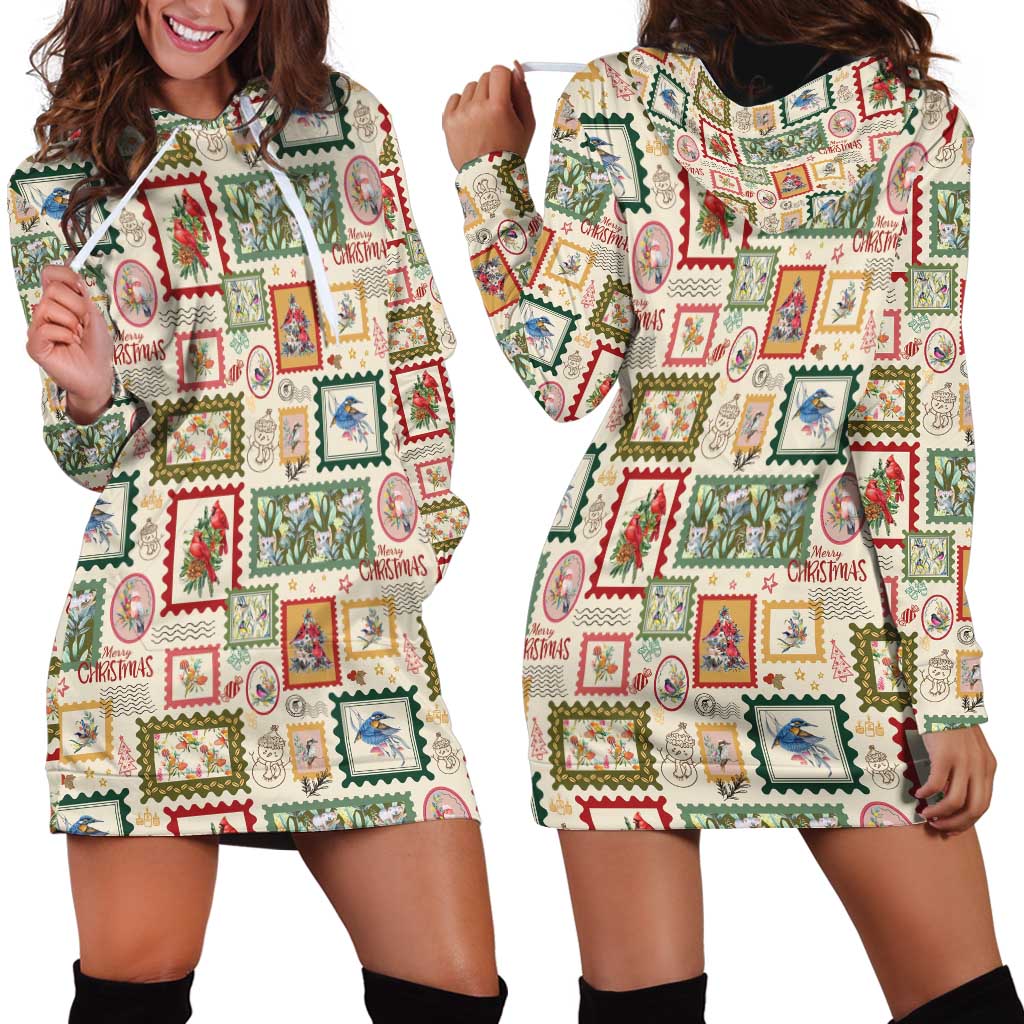 Aussie Birds Christmas La La Land Hoodie Dress Beige Vintage Stamp Edition - Aussie Hoodie