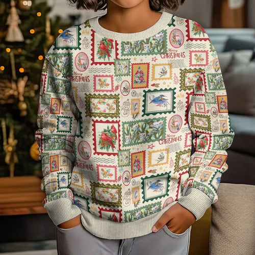 Aussie Birds Christmas La La Land Kid Ugly Christmas Sweater Beige Vintage Stamp Edition - Aussie Hoodie