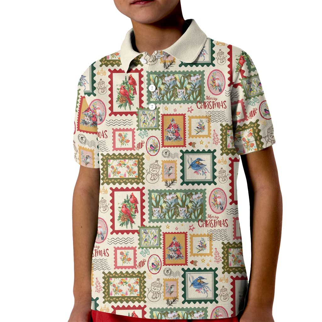 Aussie Birds Christmas La La Land Kid Polo Shirt Beige Vintage Stamp Edition - Aussie Hoodie