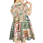 Aussie Birds Christmas La La Land Kid Short Sleeve Dress Beige Vintage Stamp Edition - Aussie Hoodie