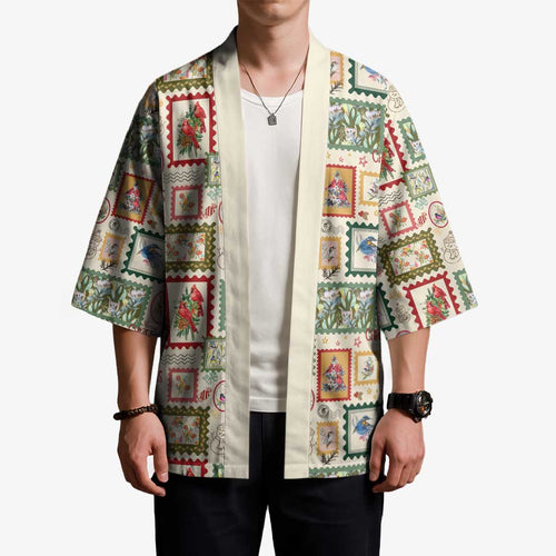 Aussie Birds Christmas La La Land Kimono Beige Vintage Stamp Edition - Aussie Hoodie