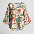 Aussie Birds Christmas La La Land Kimono Sleeve Blouse Beige Vintage Stamp Edition - Aussie Hoodie