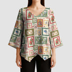 Aussie Birds Christmas La La Land Kimono Sleeve Blouse Beige Vintage Stamp Edition - Aussie Hoodie