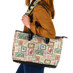 Aussie Birds Christmas La La Land Leather Tote Bag Beige Vintage Stamp Edition - Aussie Hoodie