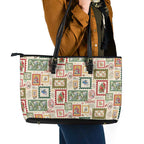 Aussie Birds Christmas La La Land Leather Tote Bag Beige Vintage Stamp Edition - Aussie Hoodie