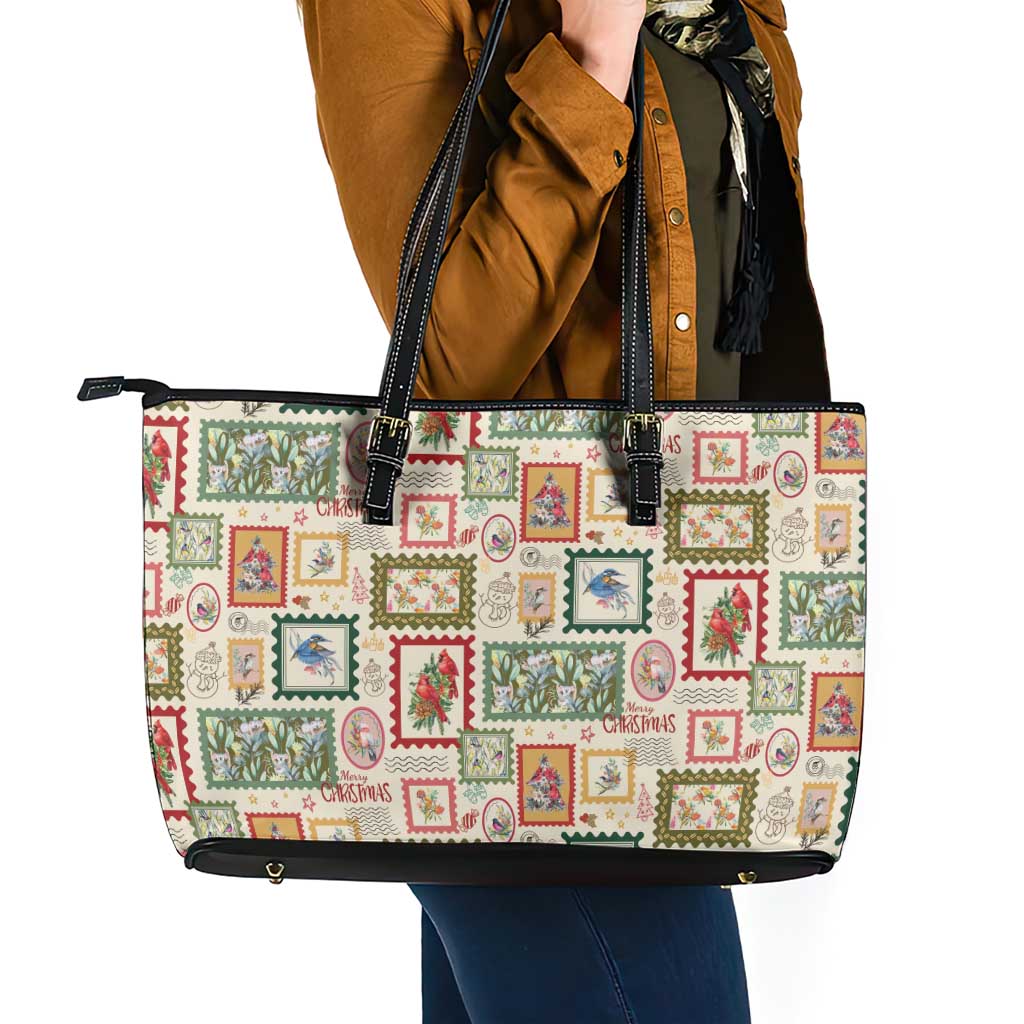Aussie Birds Christmas La La Land Leather Tote Bag Beige Vintage Stamp Edition - Aussie Hoodie