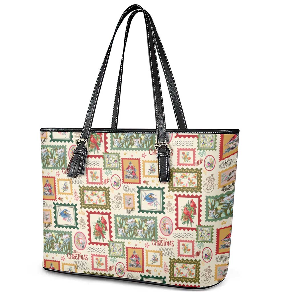 Aussie Birds Christmas La La Land Leather Tote Bag Beige Vintage Stamp Edition - Aussie Hoodie