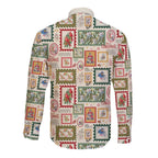 Aussie Birds Christmas La La Land Long Sleeve Button Shirt Beige Vintage Stamp Edition - Aussie Hoodie