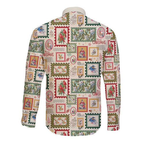 Aussie Birds Christmas La La Land Long Sleeve Button Shirt Beige Vintage Stamp Edition - Aussie Hoodie