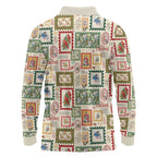 Aussie Birds Christmas La La Land Long Sleeve Polo Shirt Beige Vintage Stamp Edition - Aussie Hoodie