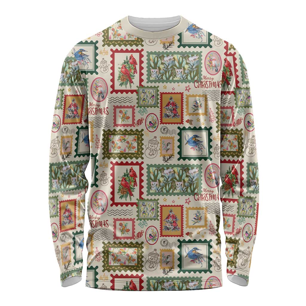 Aussie Birds Christmas La La Land Long Sleeve Shirt Beige Vintage Stamp Edition - Aussie Hoodie