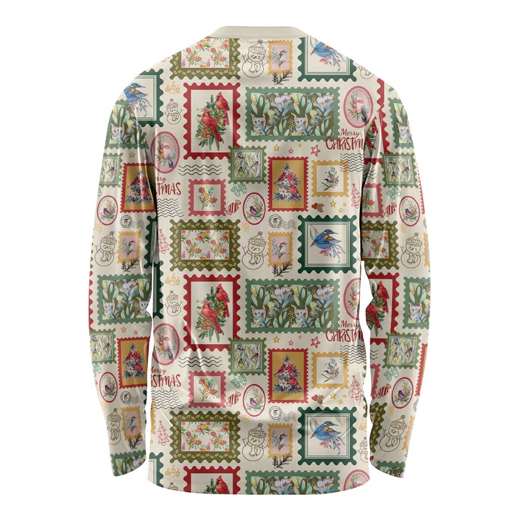 Aussie Birds Christmas La La Land Long Sleeve Shirt Beige Vintage Stamp Edition - Aussie Hoodie