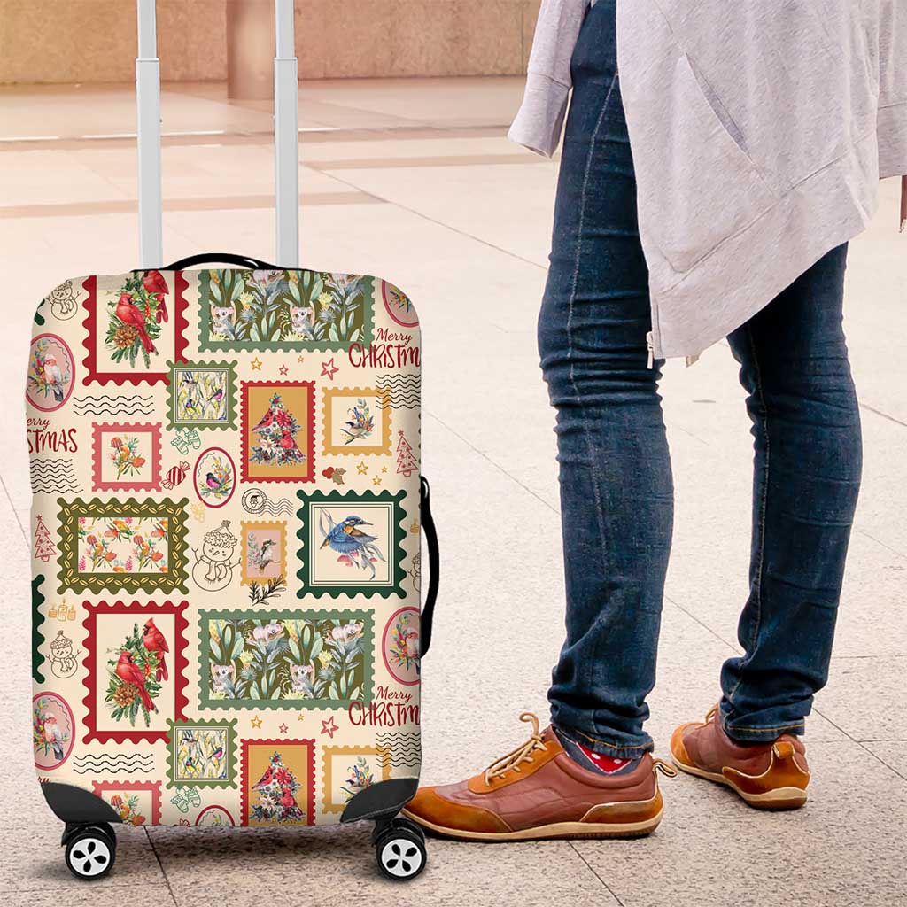Aussie Birds Christmas La La Land Luggage Cover Beige Vintage Stamp Edition - Aussie Hoodie