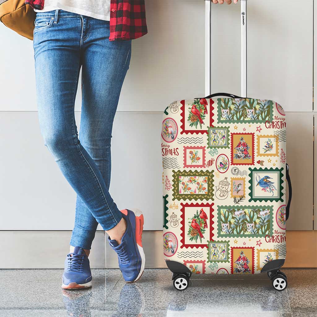 Aussie Birds Christmas La La Land Luggage Cover Beige Vintage Stamp Edition - Aussie Hoodie
