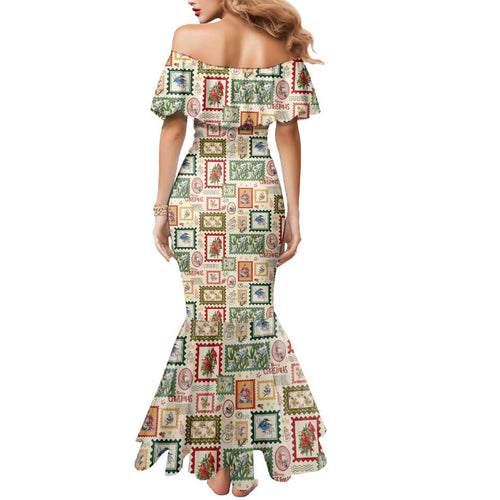 Aussie Birds Christmas La La Land Mermaid Dress Beige Vintage Stamp Edition - Aussie Hoodie