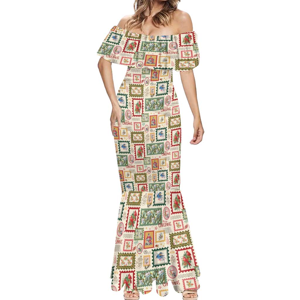 Aussie Birds Christmas La La Land Mermaid Dress Beige Vintage Stamp Edition - Aussie Hoodie