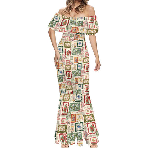 Aussie Birds Christmas La La Land Mermaid Dress Beige Vintage Stamp Edition - Aussie Hoodie