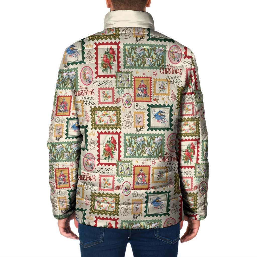 Aussie Birds Christmas La La Land Padded Jacket Beige Vintage Stamp Edition - Aussie Hoodie