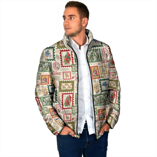Aussie Birds Christmas La La Land Padded Jacket Beige Vintage Stamp Edition - Aussie Hoodie