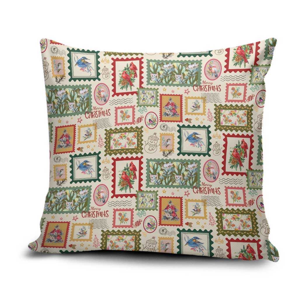 Aussie Birds Christmas La La Land Pillow Cover Beige Vintage Stamp Edition - Aussie Hoodie
