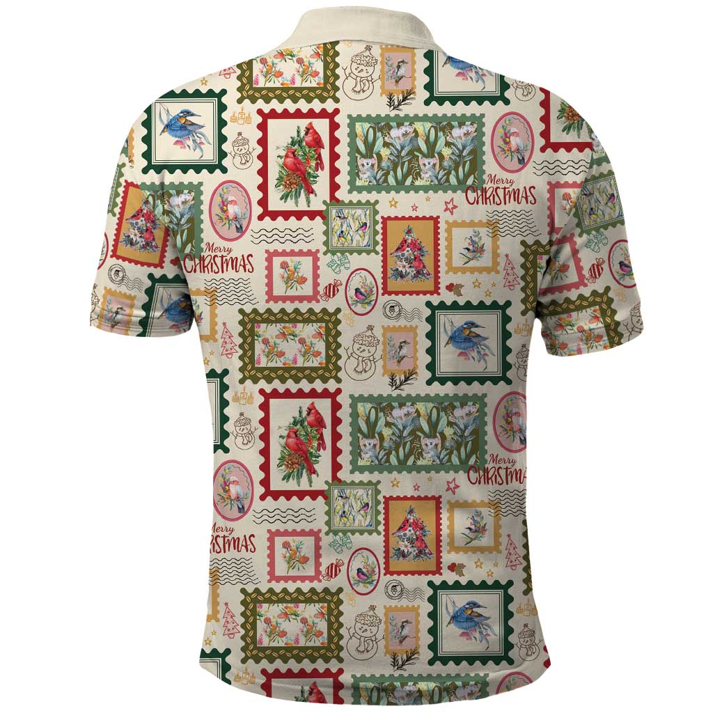 Aussie Birds Christmas La La Land Polo Shirt Beige Vintage Stamp Edition - Aussie Hoodie
