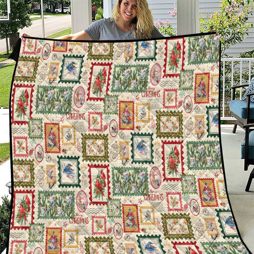 Aussie Birds Christmas La La Land Quilt Beige Vintage Stamp Edition - Aussie Hoodie