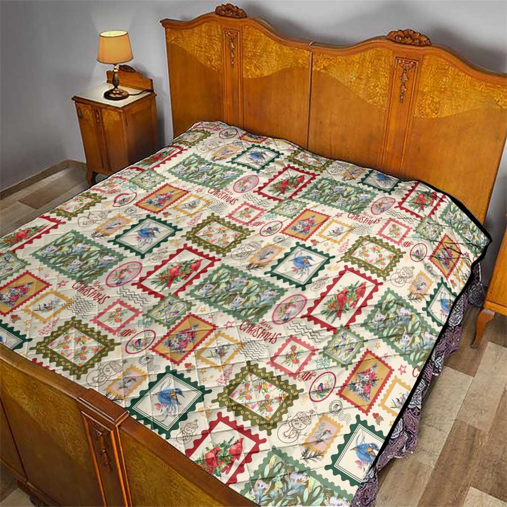 Aussie Birds Christmas La La Land Quilt Beige Vintage Stamp Edition - Aussie Hoodie