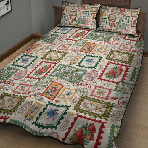 Aussie Birds Christmas La La Land Quilt Bed Set Beige Vintage Stamp Edition - Aussie Hoodie
