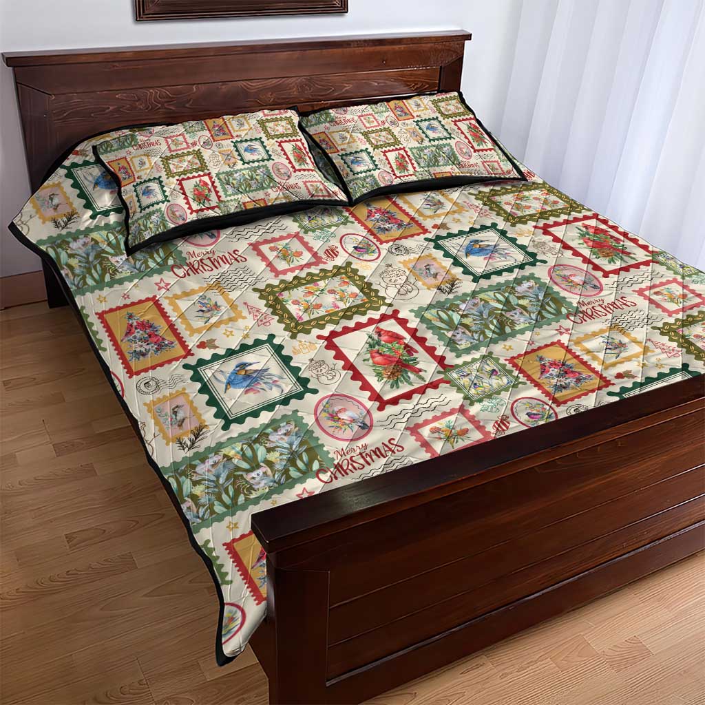 Aussie Birds Christmas La La Land Quilt Bed Set Beige Vintage Stamp Edition - Aussie Hoodie