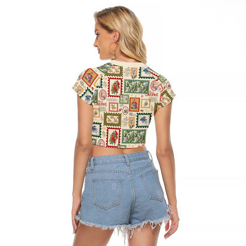 Aussie Birds Christmas La La Land Raglan Cropped T Shirt Beige Vintage Stamp Edition - Aussie Hoodie
