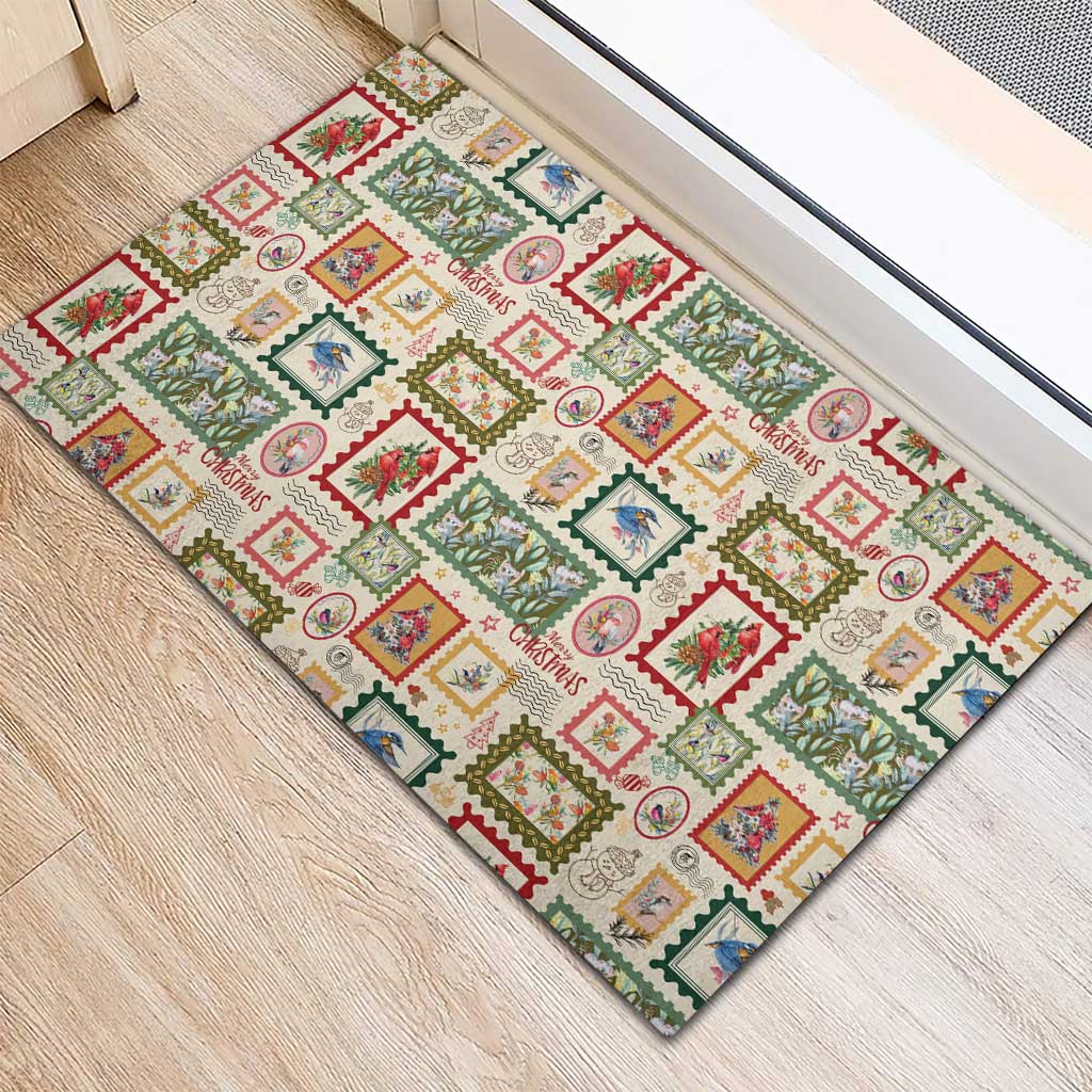 Aussie Birds Christmas La La Land Rubber Doormat Beige Vintage Stamp Edition - Aussie Hoodie