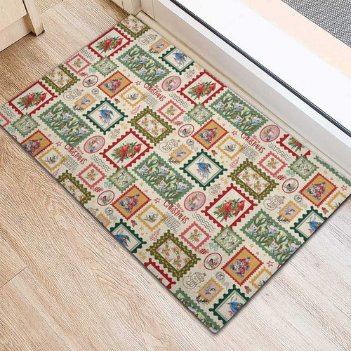 Aussie Birds Christmas La La Land Rubber Doormat Beige Vintage Stamp Edition - Aussie Hoodie