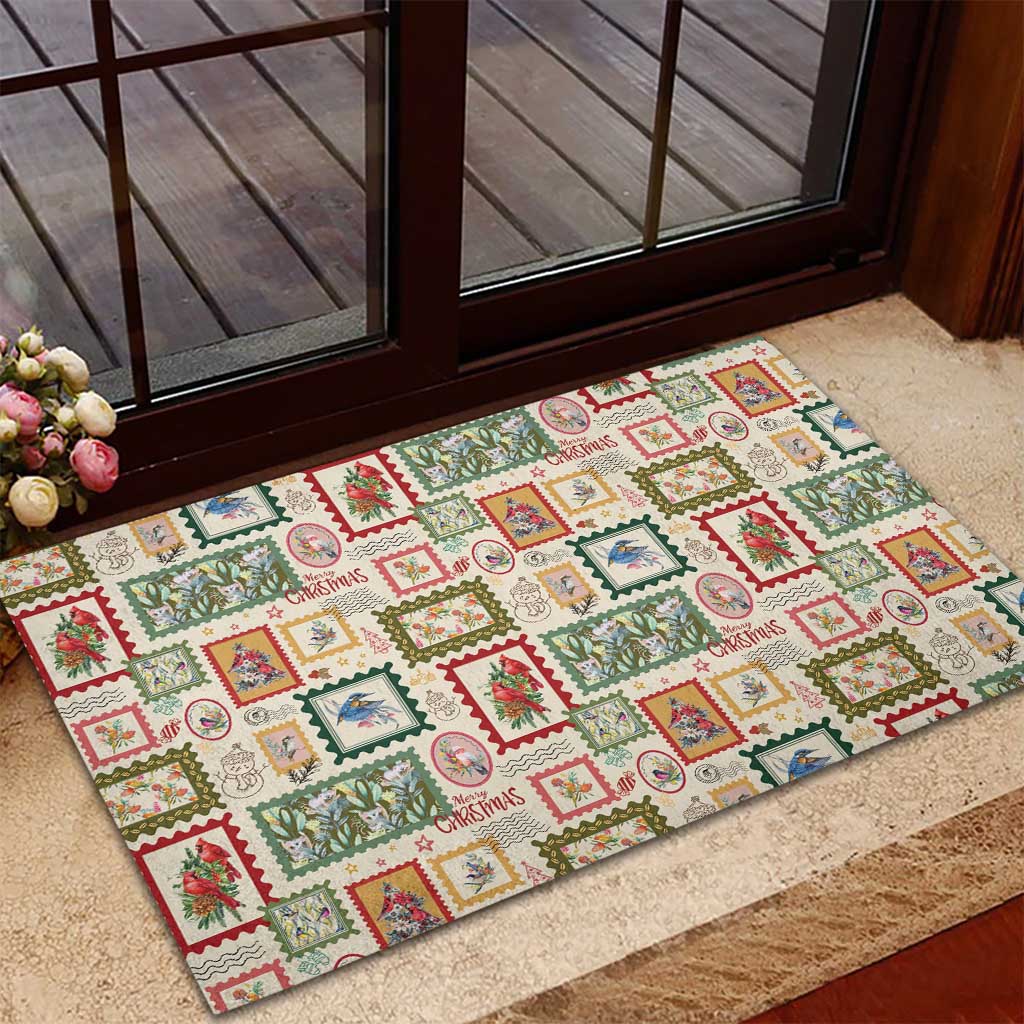 Aussie Birds Christmas La La Land Rubber Doormat Beige Vintage Stamp Edition - Aussie Hoodie