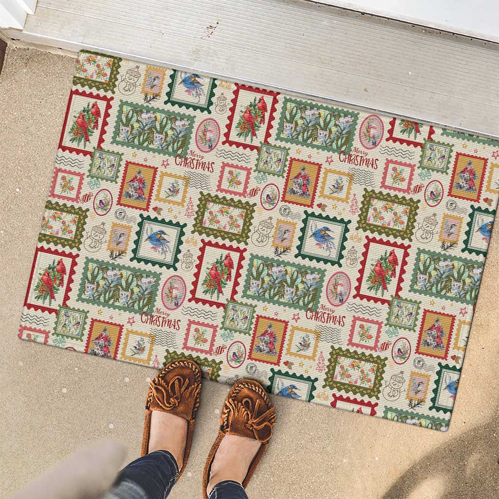 Aussie Birds Christmas La La Land Rubber Doormat Beige Vintage Stamp Edition - Aussie Hoodie