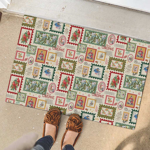 Aussie Birds Christmas La La Land Rubber Doormat Beige Vintage Stamp Edition - Aussie Hoodie
