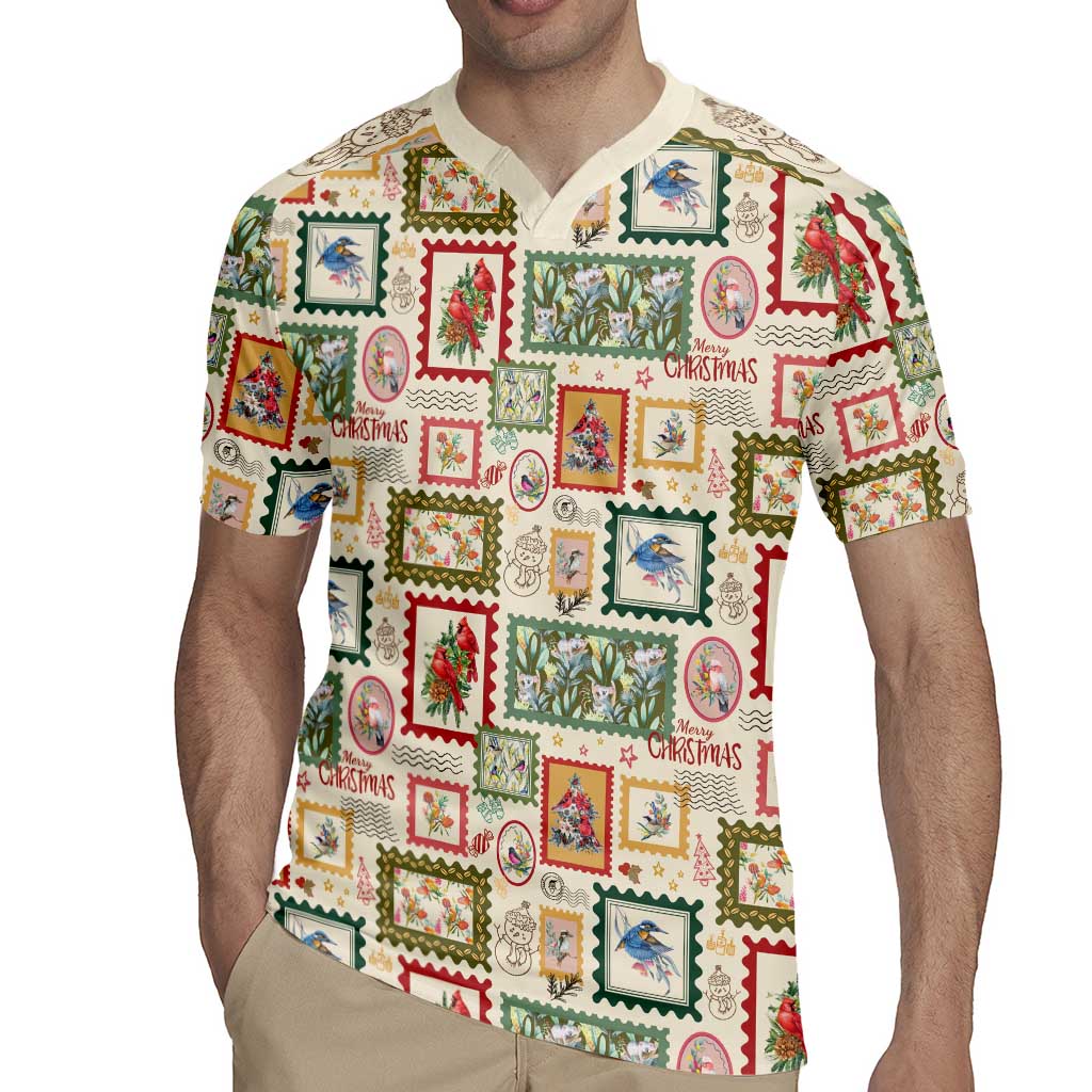 Aussie Birds Christmas La La Land Rugby Jersey Beige Vintage Stamp Edition - Aussie Hoodie
