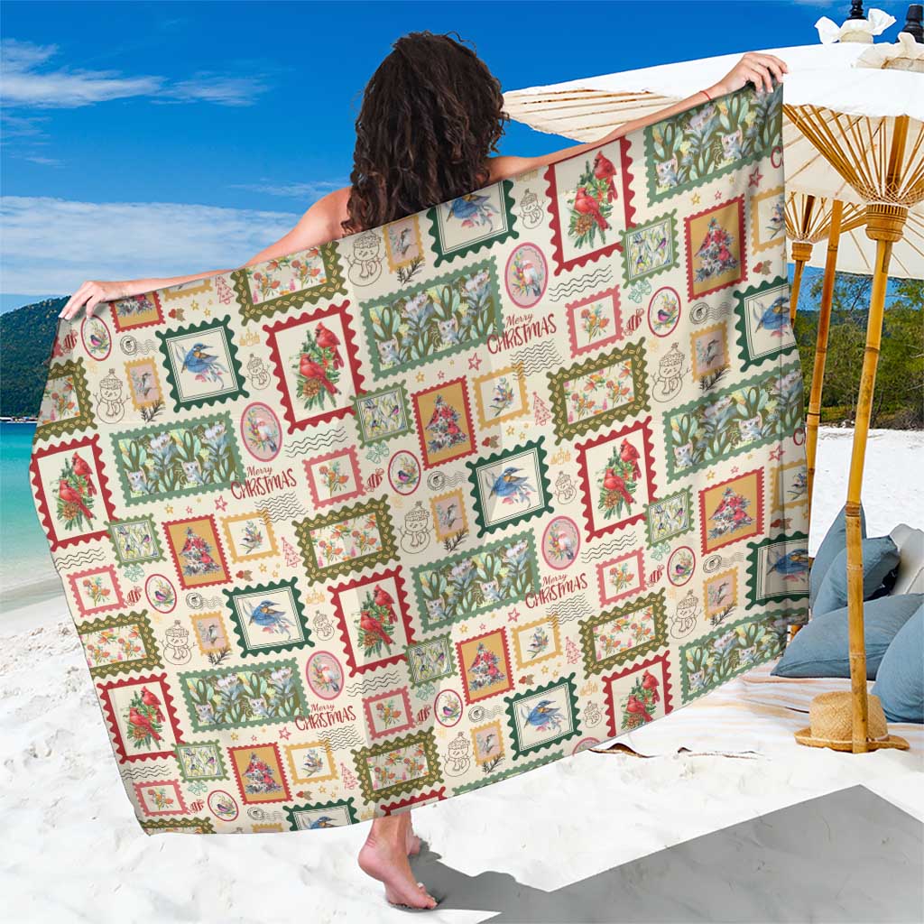 Aussie Birds Christmas La La Land Sarong Beige Vintage Stamp Edition - Aussie Hoodie