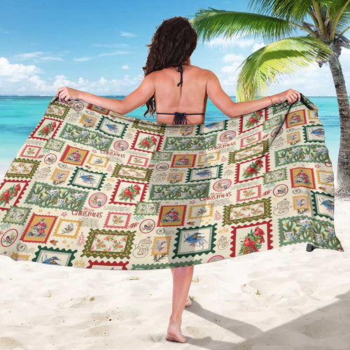 Aussie Birds Christmas La La Land Sarong Beige Vintage Stamp Edition - Aussie Hoodie