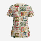 Aussie Birds Christmas La La Land Scrub Top Beige Vintage Stamp Edition - Aussie Hoodie
